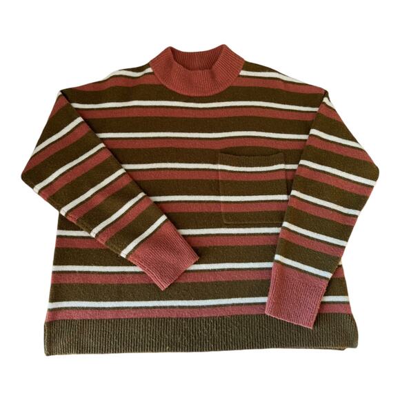 Madewell Redmond Mock Neck Pocket fall winter Sweater in Stripe Size Small - Picture 4 of 14